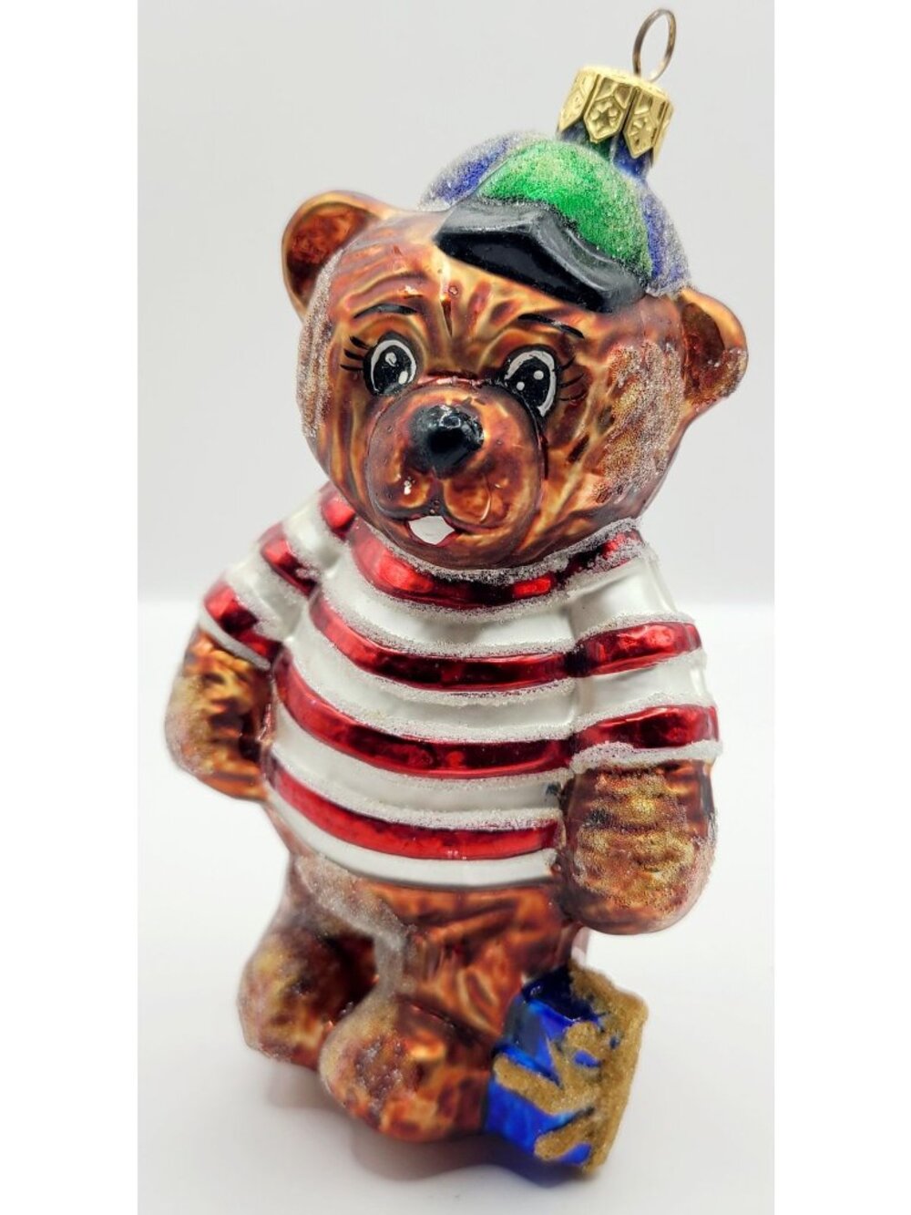 Vtg Christopher Radko Bear Cub "Cubby's Gift" Christmas Holiday Ornament Decor